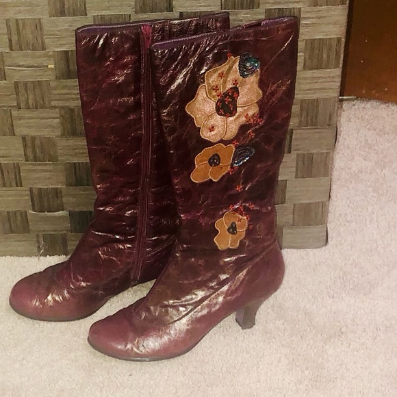 Kenzie Metallic Floral Heeled Boots - Picture 3 of 5